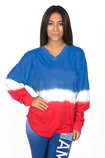 Tye Dye Ombre Oversized T Shirt Navy Red TEE Cover-Up Top Beach Jumbo Jersey