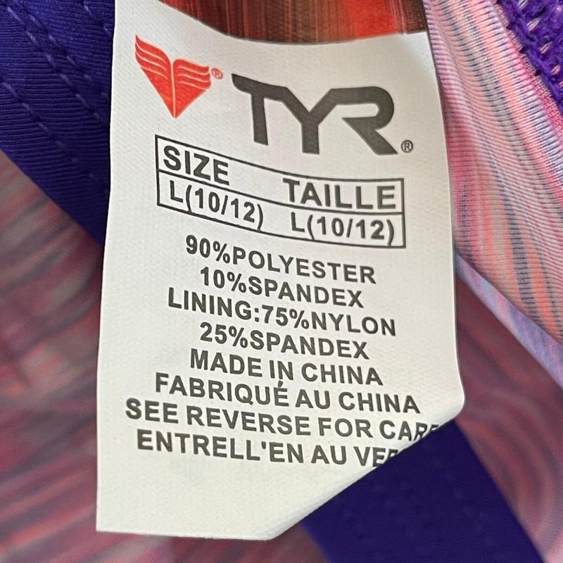 TYR DuraFast Active Sonoma Vneck OpenBack Tankini Top Purple Pink Sz Large 10/12
