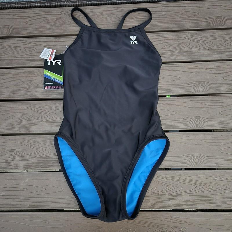 TYR Durafast Women's Black/royal Blue Reversible DiamondFit Sz 30 New