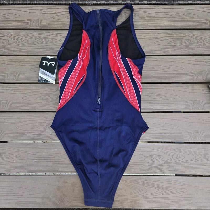 TYR Phoenix Water Polo Women's Breakaway Suit Zipper One Piece Swim Sz 36 F New