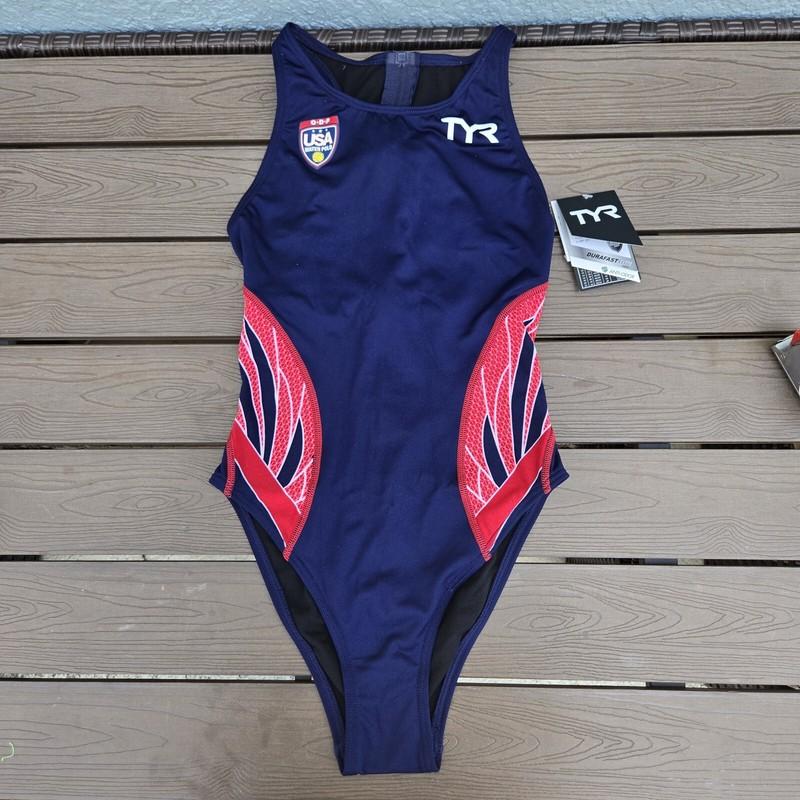 TYR Phoenix Water Polo Women's Breakaway Suit Zipper One Piece Swim Sz 38 New