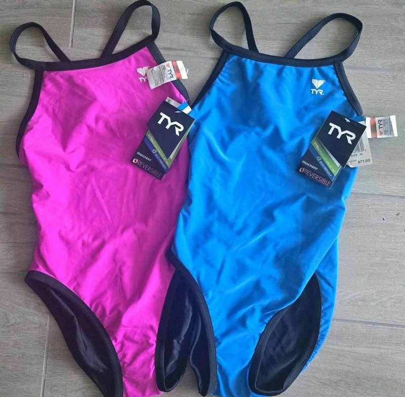 TYR Swimsuit Women's Hydra Span Reversible Diamondfit Bundle Of 2 Size 30 New