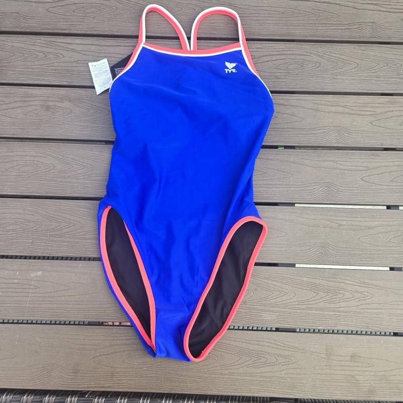 TYR Swimsuit Womens Red/black/blue Hydra Span Reversible Diamond Fit Sz 30 New