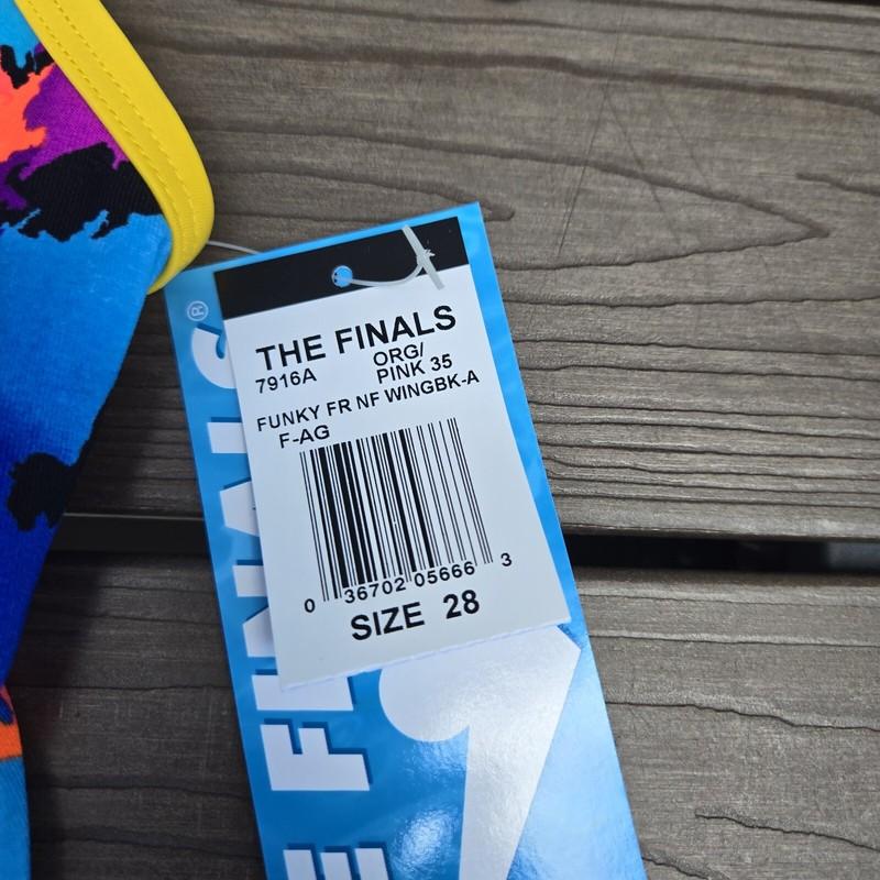 TYR The Finals Funky Non Foil Neon/blue Girls Women's 1 Piece Swim Size 28 New