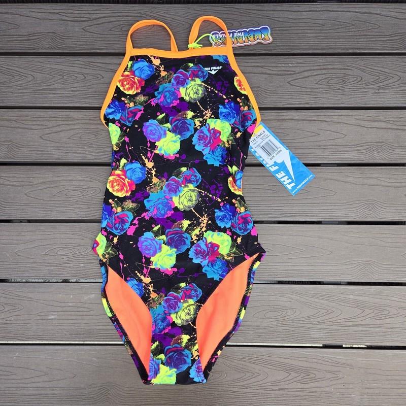 TYR The Finals Rosebud Non Foil Floral/black Women's 1 Piece Swim Size 28 New