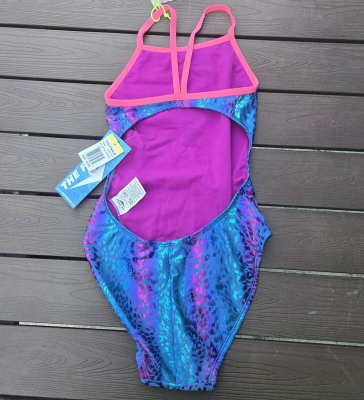 TYR The Finals Women Big Cat 1-pc Swimsuit Wingback Foil Purple - Size 32 New