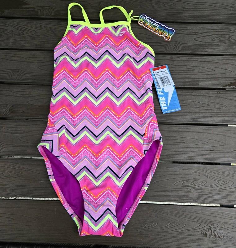 TYR The Finals Women Conga 1-pc Swimsuit Wing back Pink/multi- Size 30 New