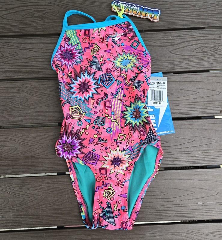 TYR The Finals Women Dynamite Foil Swimsuit Pink/multi Flutterback - Size 36 New