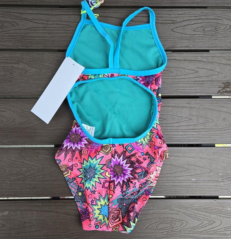 TYR The Finals Women Dynamite Foil Swimsuit Pink/multi Flutterback - Size 36 New