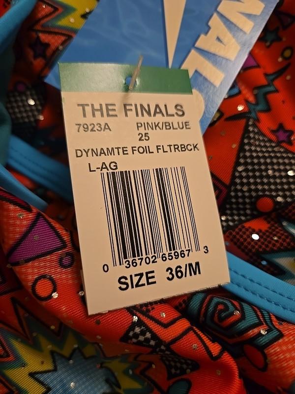 TYR The Finals Women Dynamite Foil Swimsuit Pink/multi Flutterback - Size 36 New