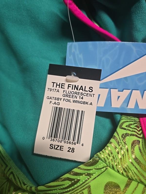 TYR The Finals Women Gatsby Wingback Swimsuit Neon Green - Size 28 NEW