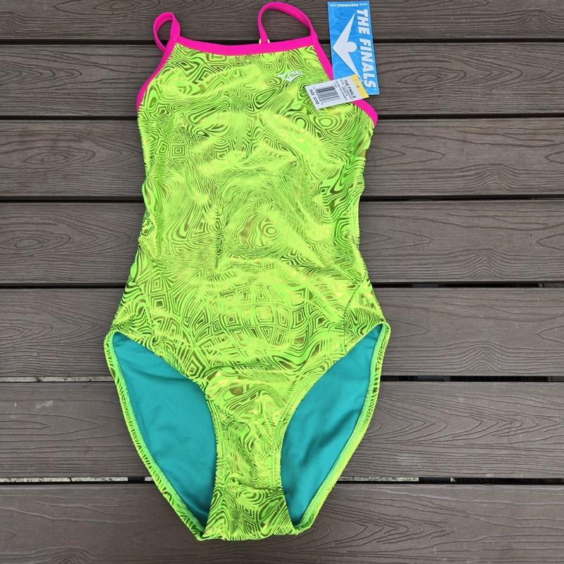 TYR The Finals Women Gatsby Wingback Swimsuit Neon Green - Size 28 NEW