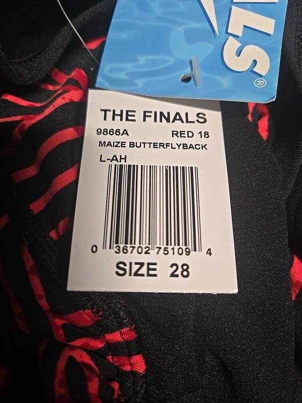 TYR The Finals Women MAIZE Swimsuit Butterfly Back Red 1 Piece- Size 28 New