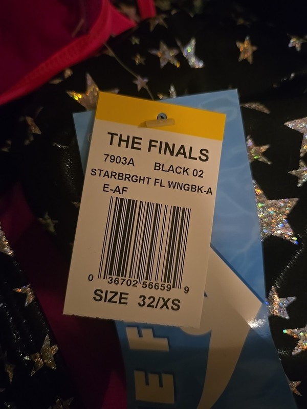 TYR The Finals Women Starbright Foil Swimsuit Wing Back Black/silver Size 32 New