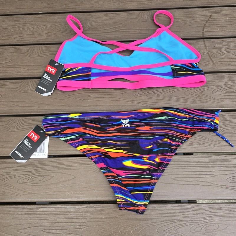 TYR Women Pink/multi Fresno Trinityfit Workout Bikini Set Size S New