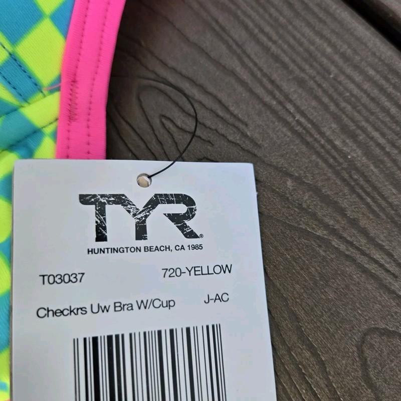 TYR Women Push Up Underline Top (L) & Checkered Bikini (M) Neon/blue New