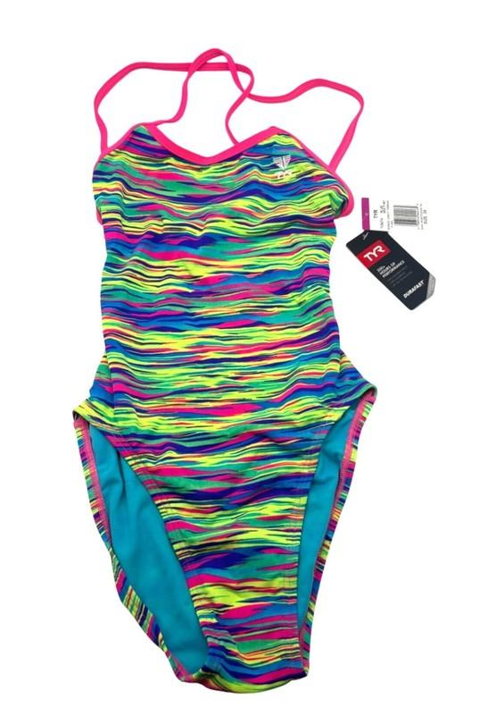 TYR Women's Bonzai Crosscut Tieback One Piece Swimsuit Blue-multi Sz. 26