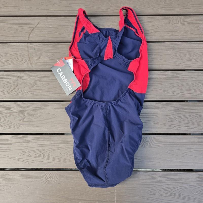 TYR Women's Carbon Speed Swim Suit Race Suit Navy/red Size S New