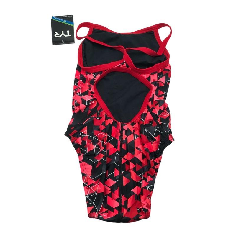 TYR Womens Labyrinth Diamondfit One Piece Swimsuit Keyhole Back Red 26/XS