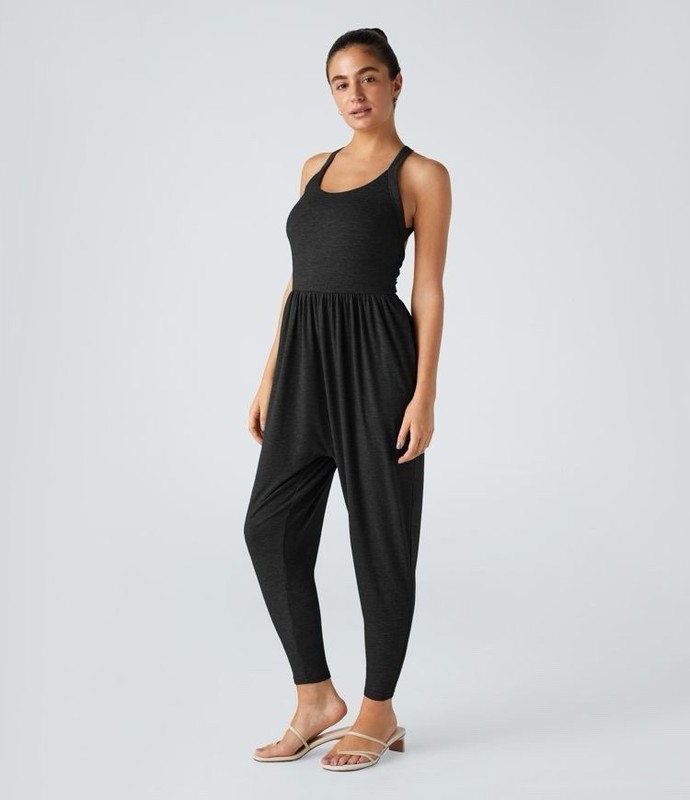 U Neck Pocket Harem Casual Jumpsuit-Easy PeezyEdition New NWOT Medium Black