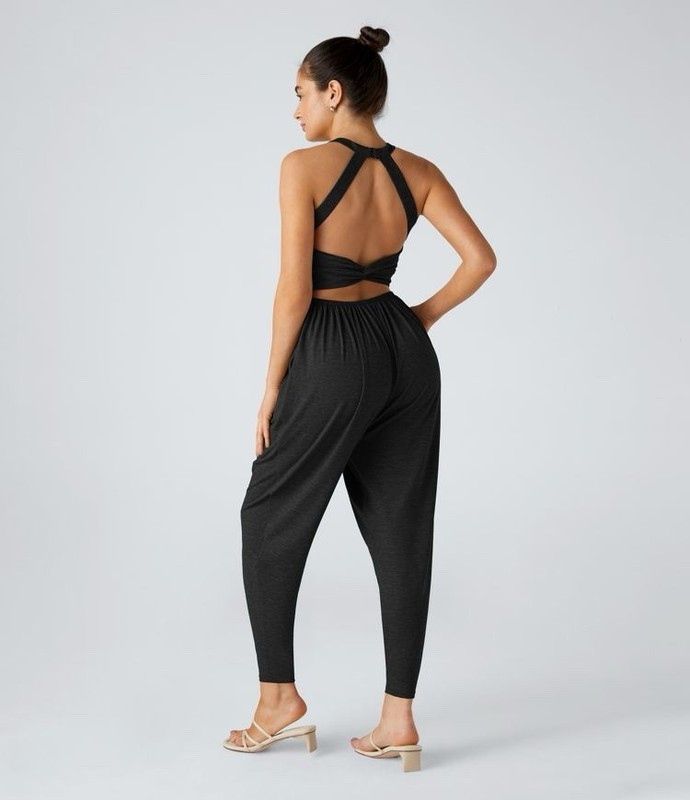U Neck Pocket Harem Casual Jumpsuit-Easy PeezyEdition New NWOT medium black