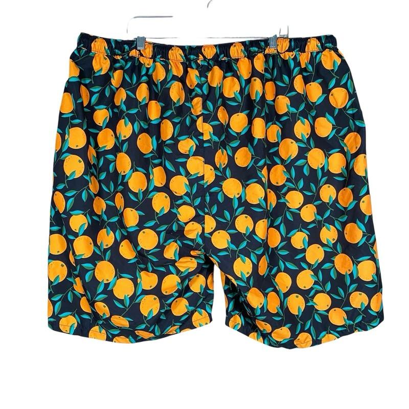 Ulla Popken Swim Shorts Women's Plus Size 28/30 Orange Citrus Print Beach Resort