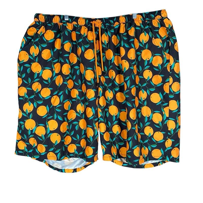 Ulla Popken Swim Shorts Women's Plus Size 28/30 Orange Citrus Print Beach Resort
