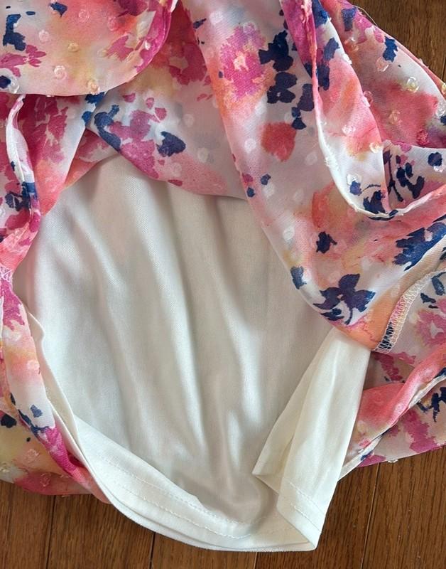 Umgee Boho Floral Bell Sleeve Sheer Romper Size Small Oversized Hippie