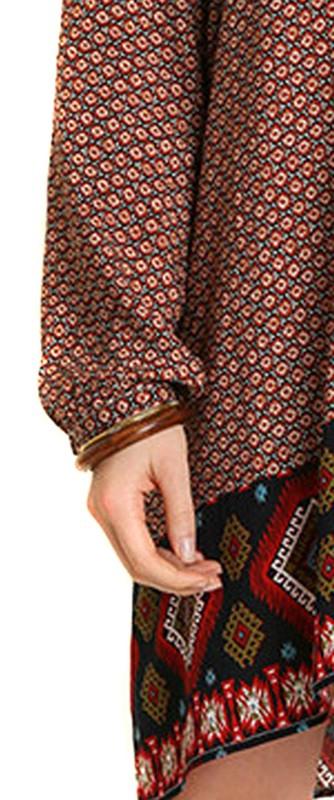 UMGEE Womens Chocolate Brown Boho Pheasent Bohemian Chic Long Sleeve Dress S M L