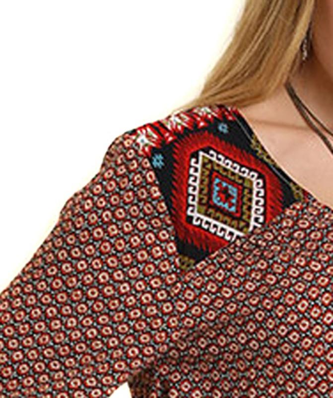 UMGEE Womens Chocolate Brown Boho Pheasent Bohemian Chic Long Sleeve Dress S M L