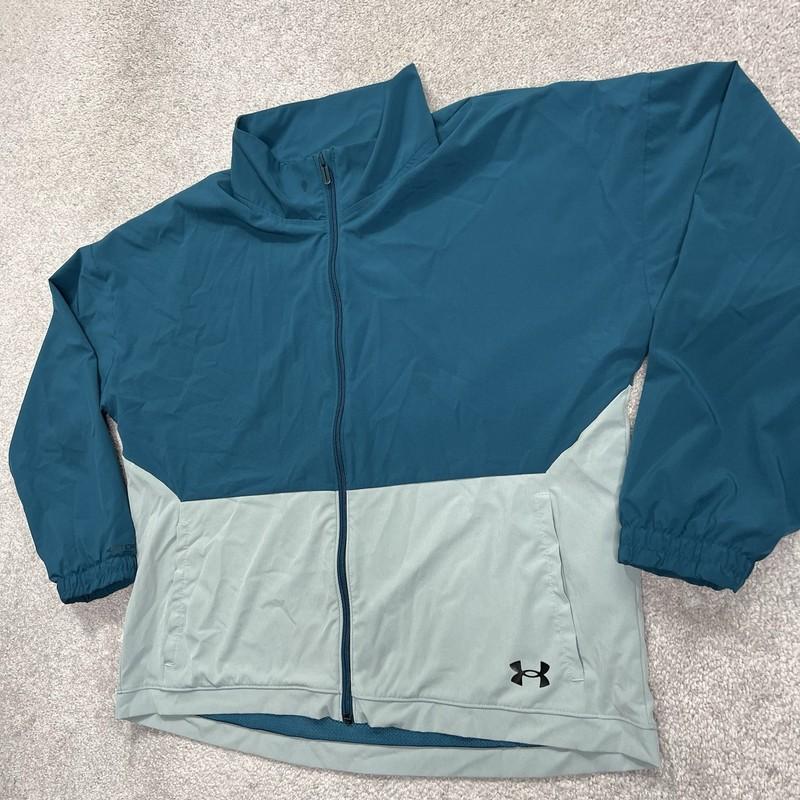Under Armour Jacket Women’s Large UA Rival Woven Green Stretch Full Zip Lined