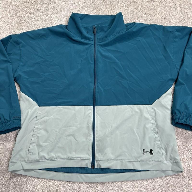 Under Armour Jacket Women’s Large UA Rival Woven Green Stretch Full Zip Lined