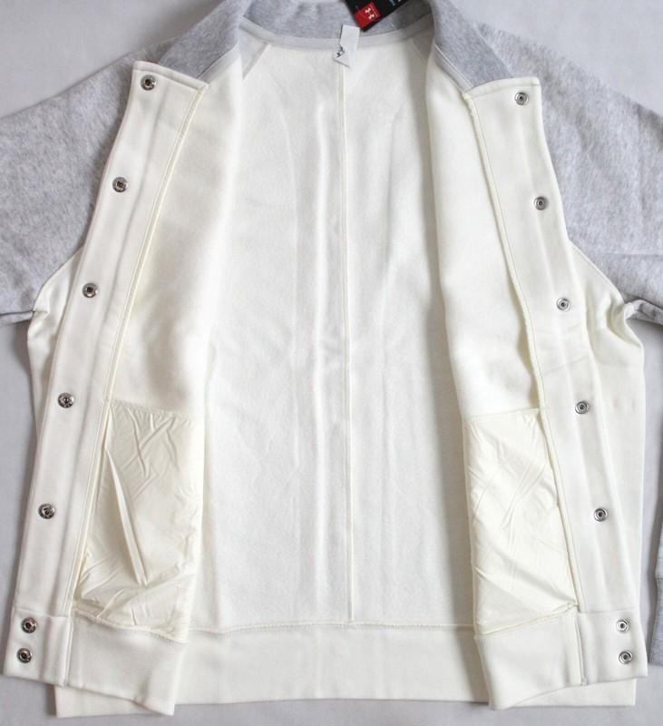 Under Armour Womens XL Heavy Duty Varsity Fleece Bomber Jacket/Sweatshirt Ivory