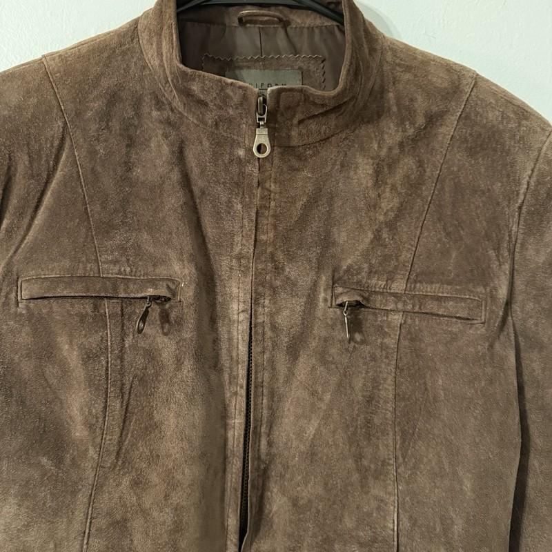 Uniform John Paul Richard Brown Suede 100% Leather Zip Up Jacket Women’s Size 14