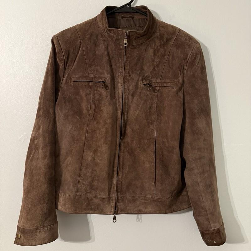 Uniform John Paul Richard Brown Suede 100% Leather Zip Up Jacket Women’s Size 14