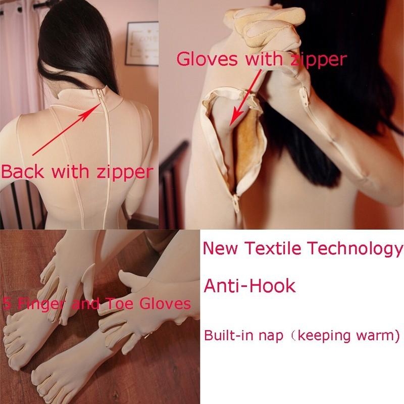 Unisex 500D Seamless Velvet Full Bodystocking Bodysuit Catsuit W/ Gloves & Toes