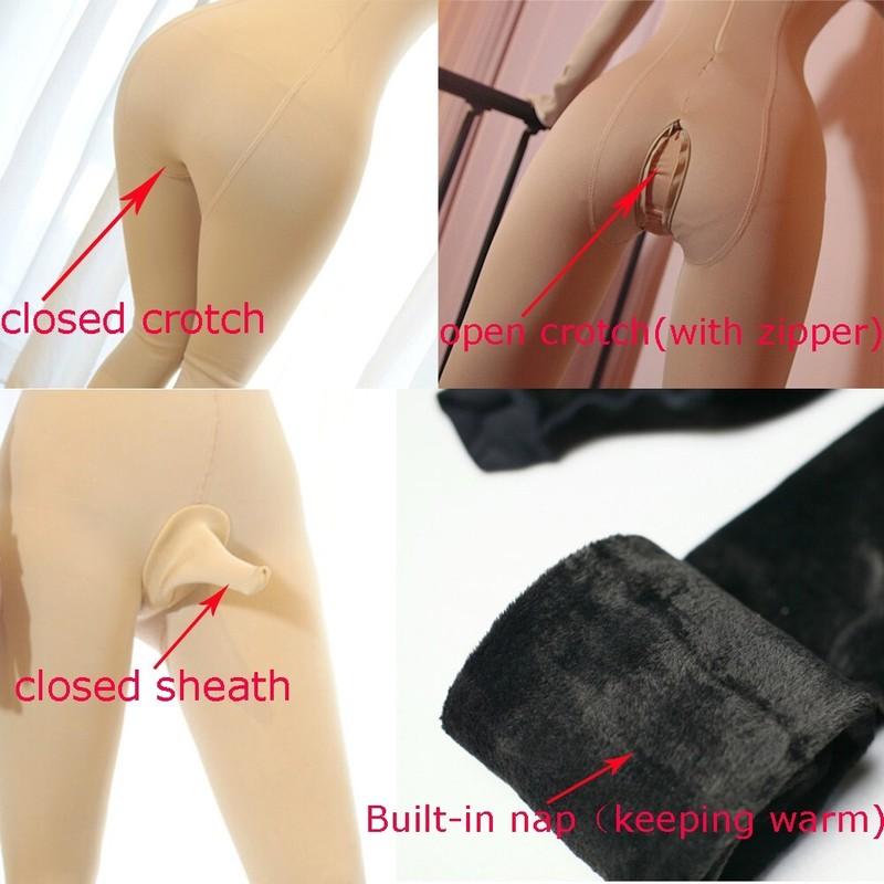 Unisex 500D Seamless Velvet Full Bodystocking Bodysuit Catsuit W/ Gloves & Toes