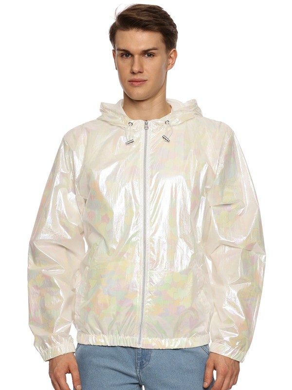 Unisex Men Women Holographic Iridescent Faux Sequin Party Jacket Festival Sparky