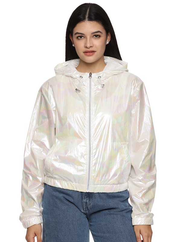 Unisex Men Women Holographic iridescent faux sequin party jacket festival sparky