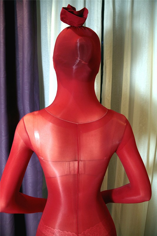 Unisex Oil Shiny Bodysuit Full Bodystocking Wt 5 Toes Gloves Hose TOP Hood Mask