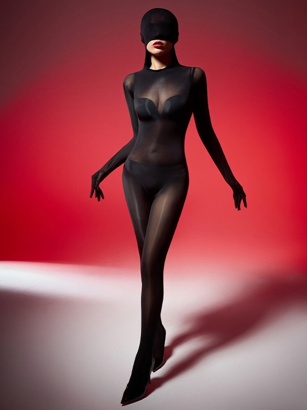 Unisex Oil Shiny Bodysuit Glossy Seamless Full Bodystocking With Gloves And Hood