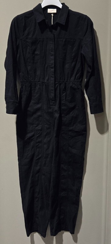 Universal Thread Button Front Black Coveralls W/ Elastic Waist - Women's Size 6