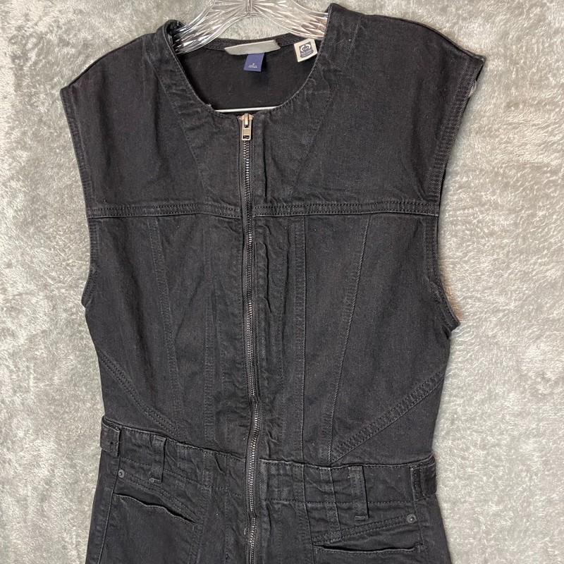 Universal Thread Women Retro 80s Style Tailored Relaxed Fit Denim Jumpsuit