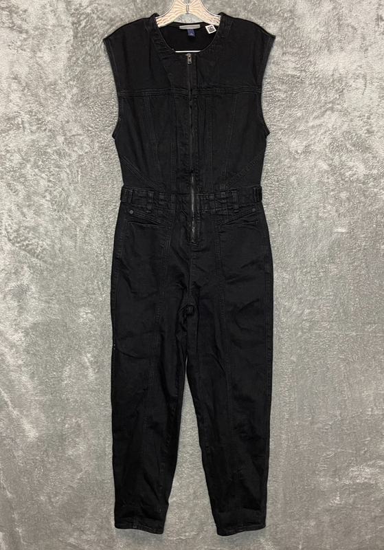 Universal Thread Women Retro 80s Style Tailored Relaxed Fit Denim Jumpsuit