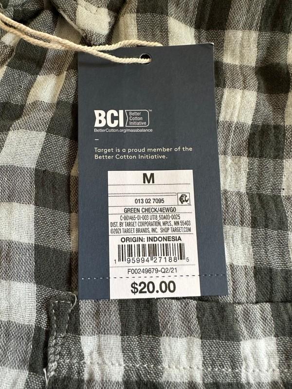 Universal Thread Women's Green Check Long Sleeve Tunic Shirt Medium NWT
