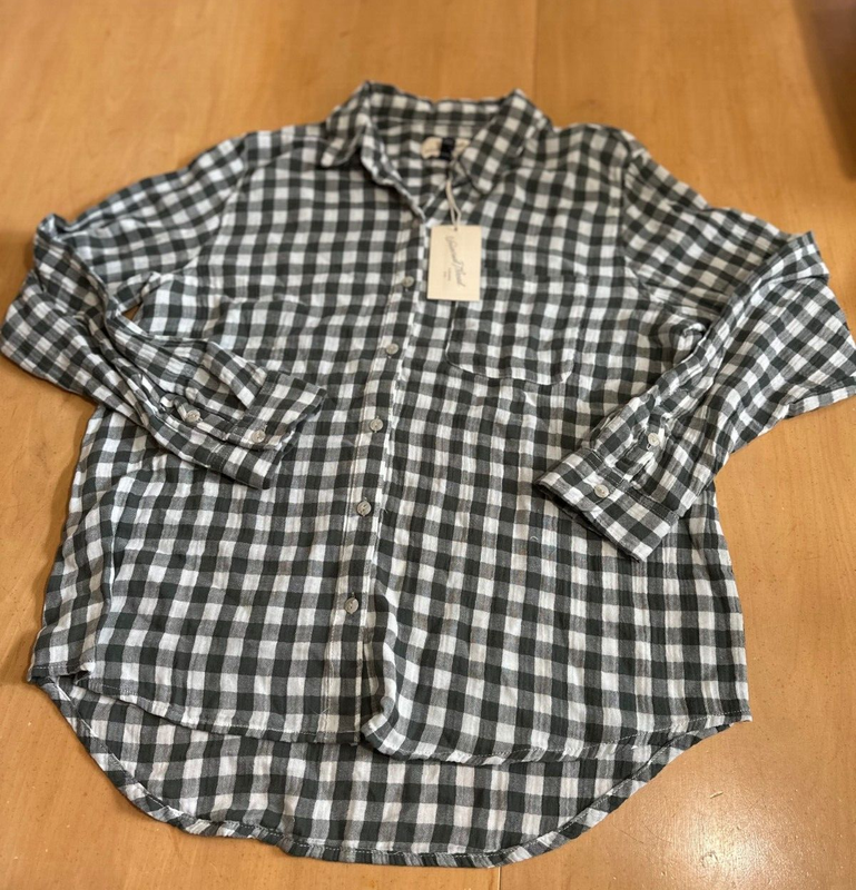 Universal Thread Women's Green Check Long Sleeve Tunic Shirt Medium NWT