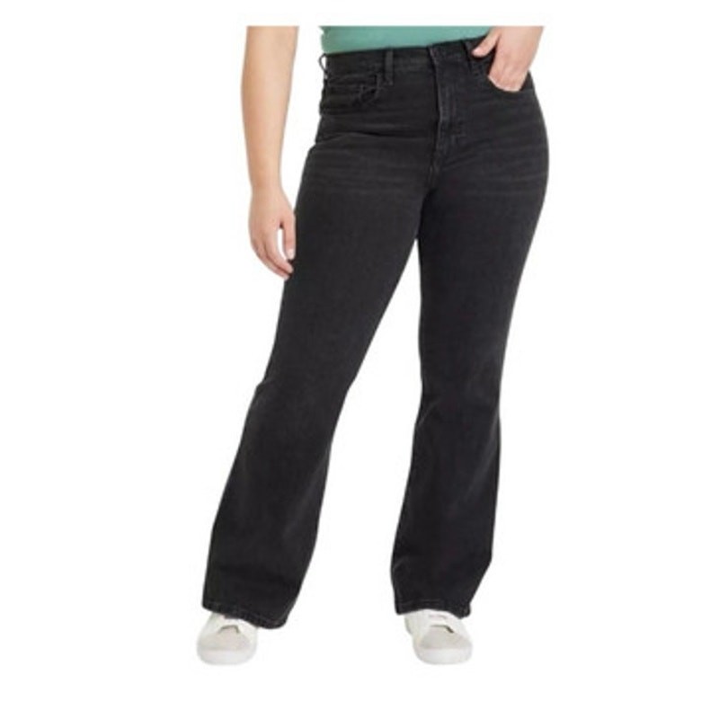 Universal Thread Women's High Waisted Flare Denim Jeans Stretch Size 14 Black