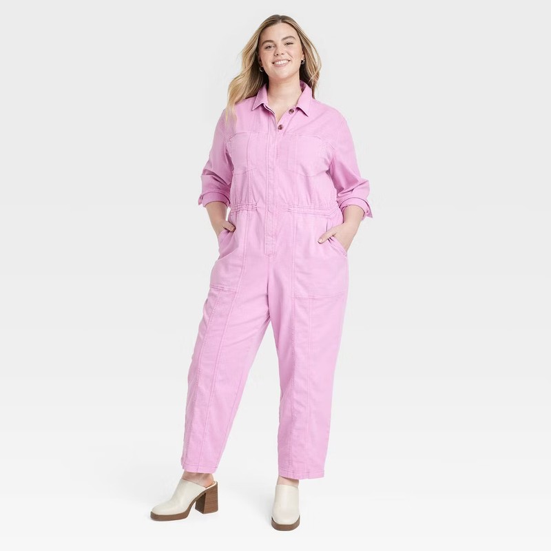 Universal Thread Women's Long Sleeve Button Down Coveralls Jumpsuits