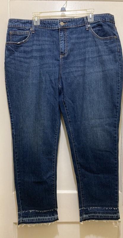 Universal Thread Womens Jeans 20W Boyfriend Frayed Raw Hem Dark Wash Stretch NWT