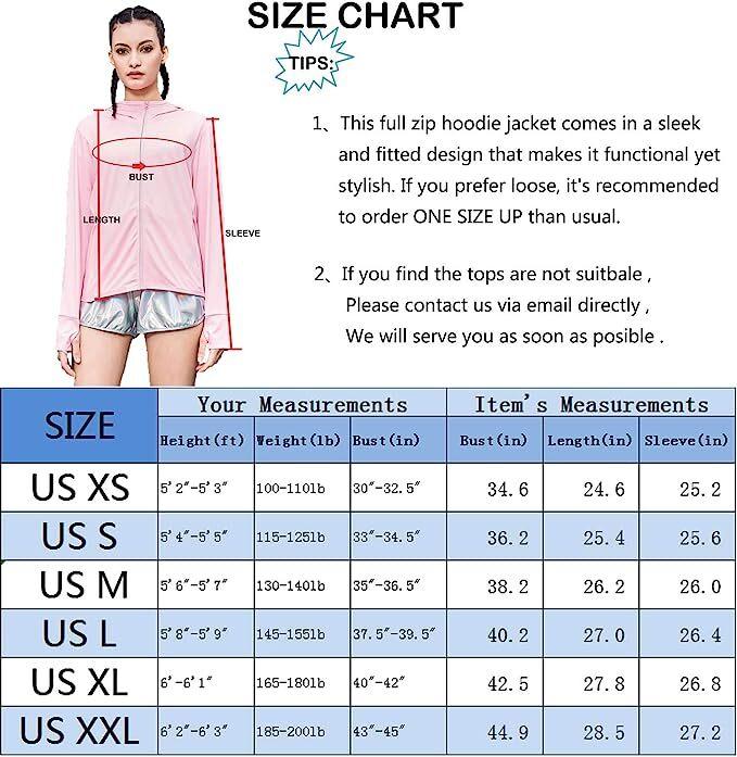 UPF 50+ UV Sun Protection Women's Clothing Zip Up Hoodie Long Sleeve Shirt